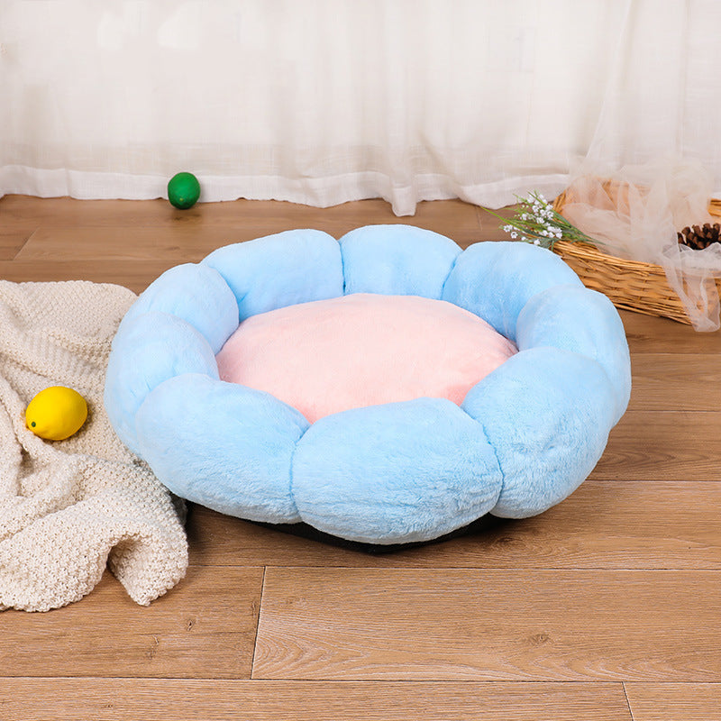 Plush Velvet Flower Nest - Cat Bed