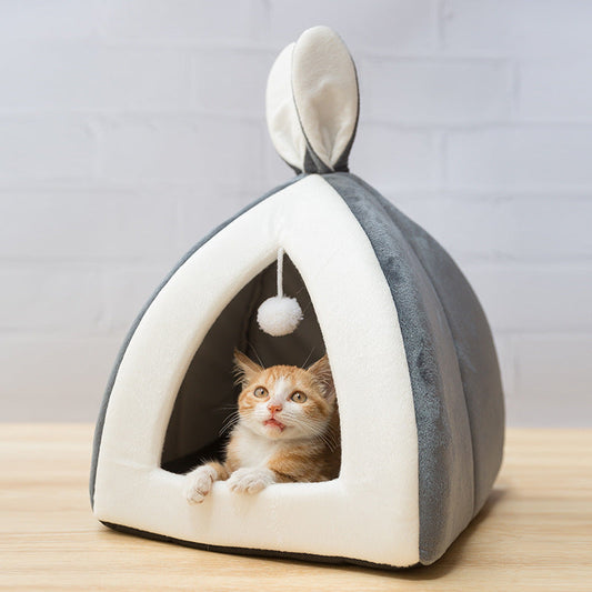 Hideout Cat Cave Bed With Toy