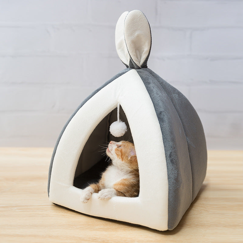 Hideout Cat Cave Bed With Toy