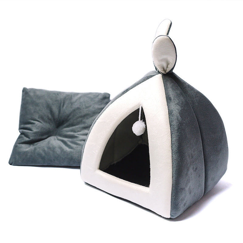Hideout Cat Cave Bed With Toy