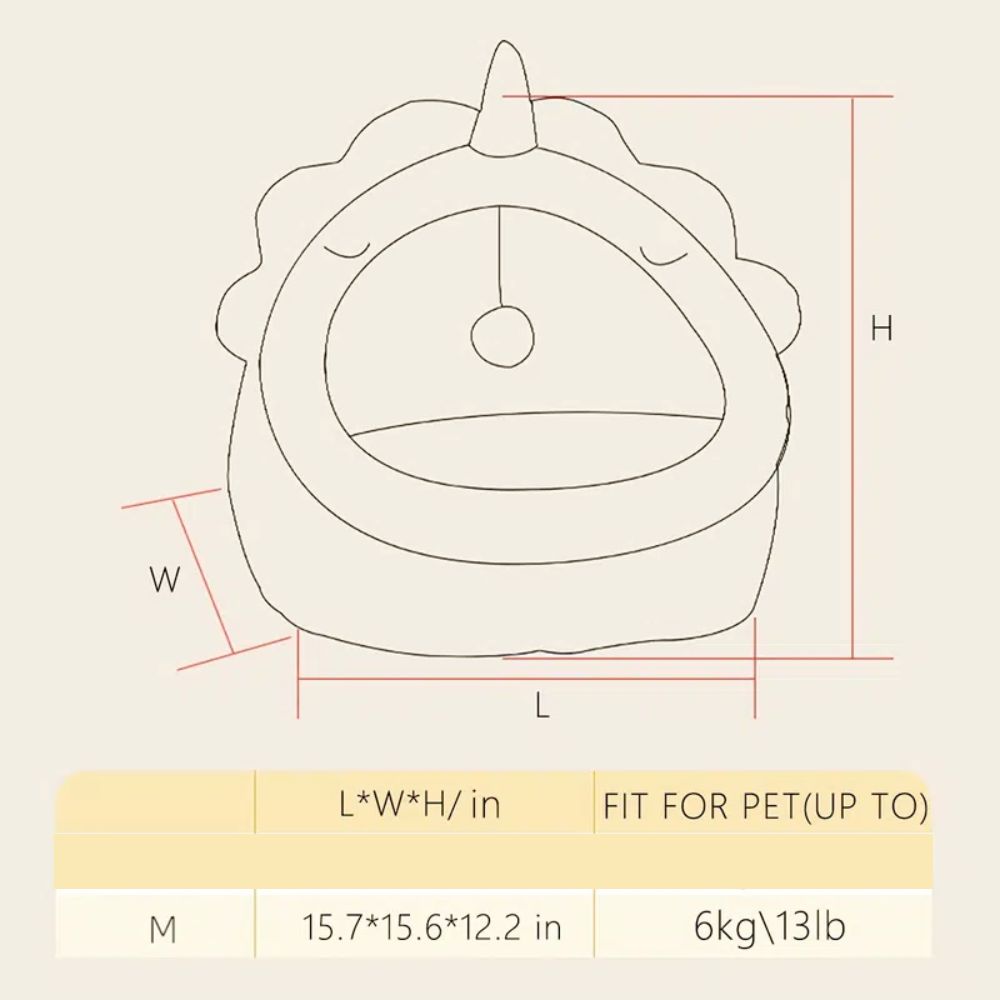 Soft Dino Cave Pet Bed – Warm & Comfy Cat Hideout