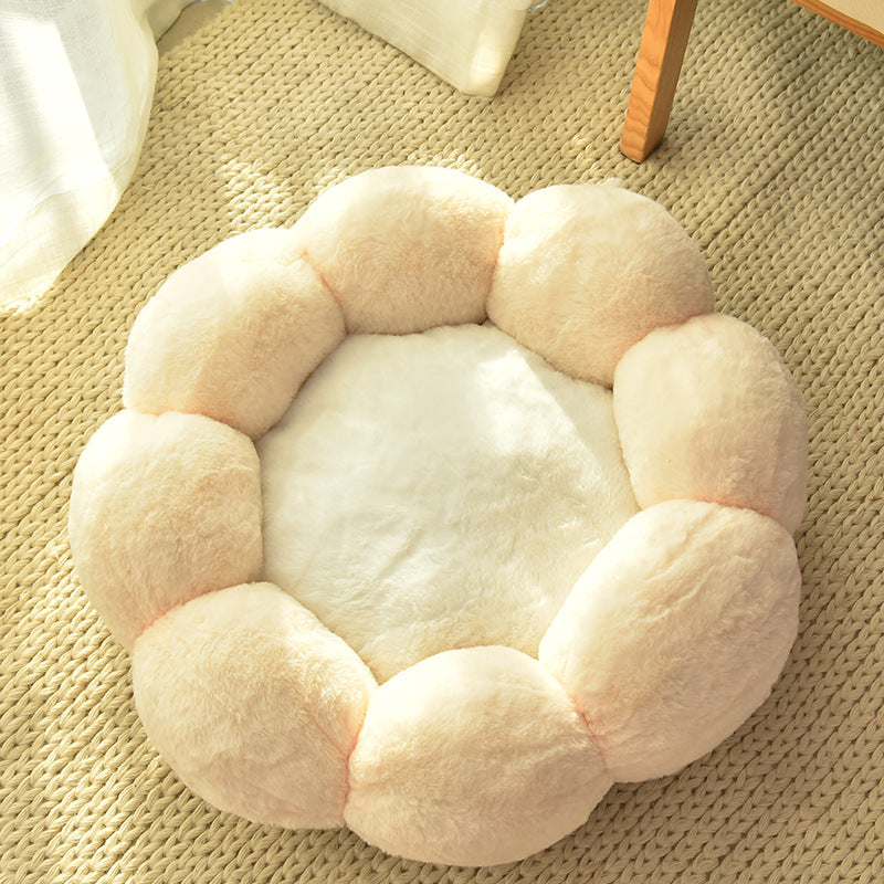 Plush Velvet Flower Nest - Cat Bed