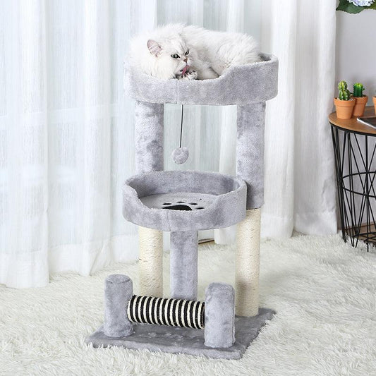 Gray Cat Climbing Tree With Sisal Grinding Claw Toy