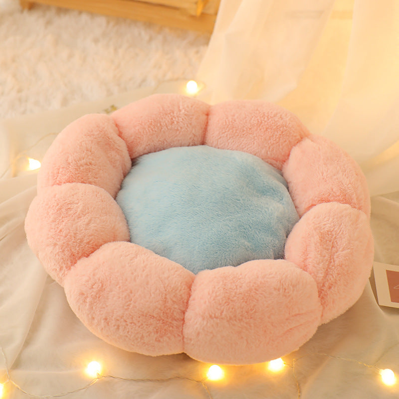 Plush Velvet Flower Nest - Cat Bed