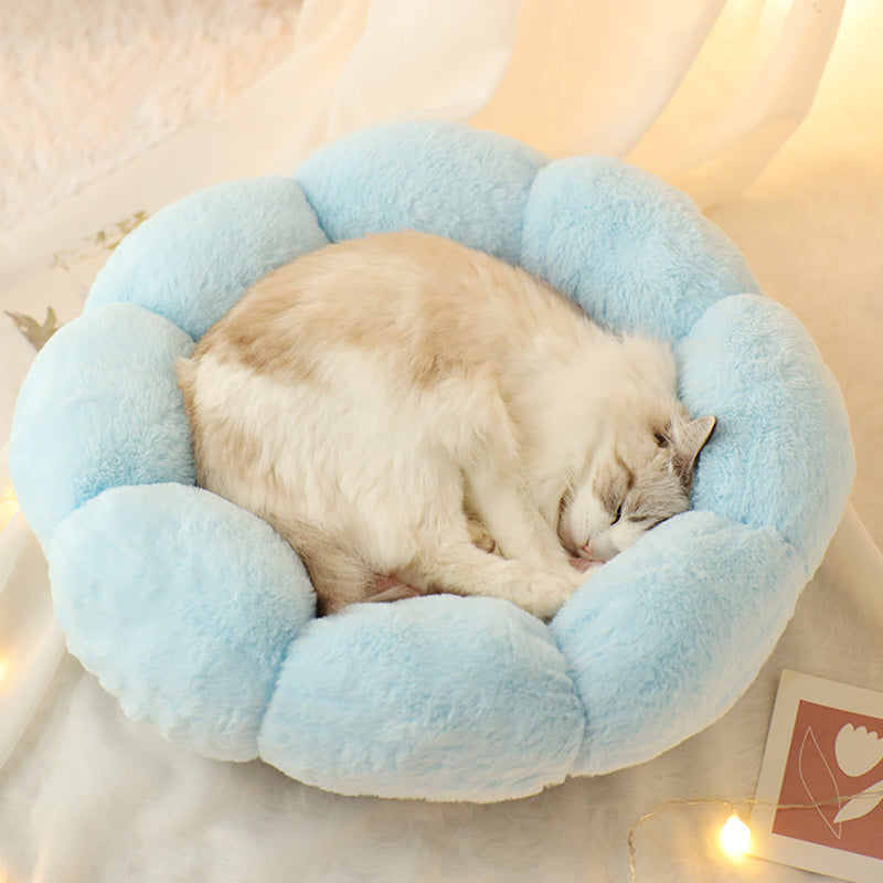 Plush Velvet Flower Nest - Cat Bed