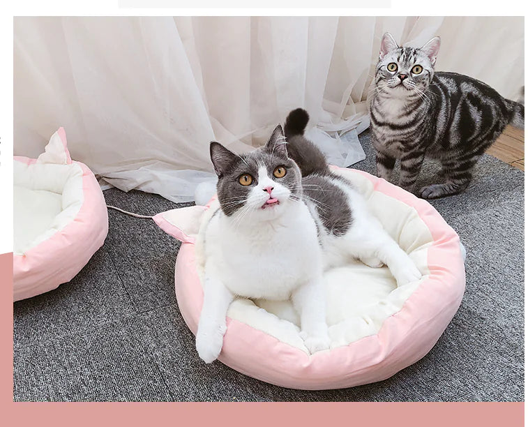Pink Cat Ears Washable Cat Bed