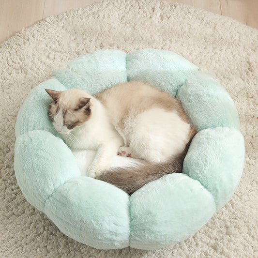 Plush Velvet Flower Nest - Cat Bed