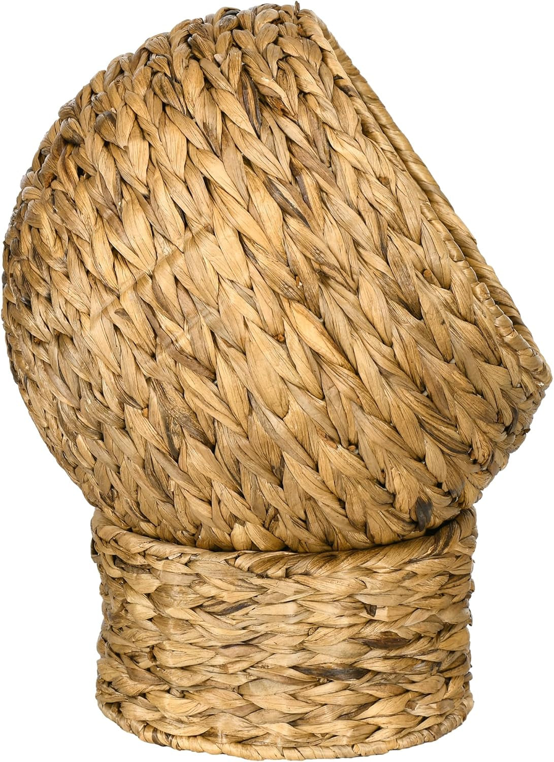 Handwoven Elevated Cat Bed with Soft Cushion & Egg Chair Shape, Basket Bed Kitty House with Stand, Raised Wicker House for Indoor Cats, 20" H, Brown