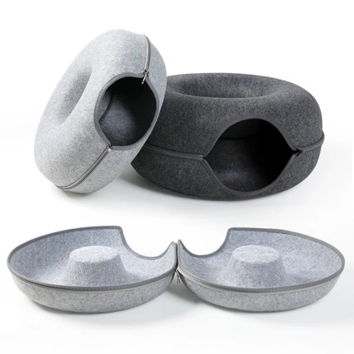 B-Tunnel Donut Cat Bed Interactive Tunnel Pet Felt Indoor Toys Cats House Kitten Training Toy Cat Kennel Cat Accessories