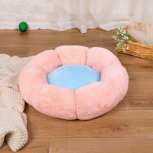 Plush Velvet Flower Nest - Cat Bed