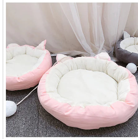 Pink Cat Ears Washable Cat Bed