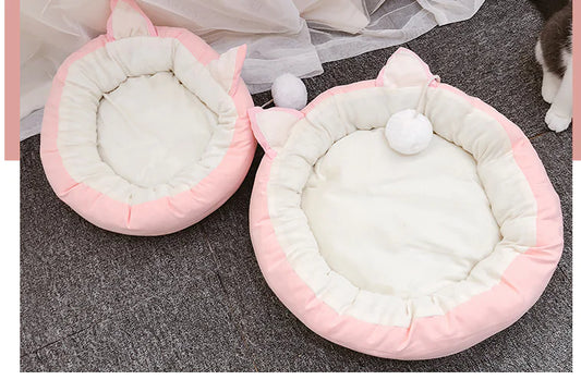Pink Cat Ears Washable Cat Bed