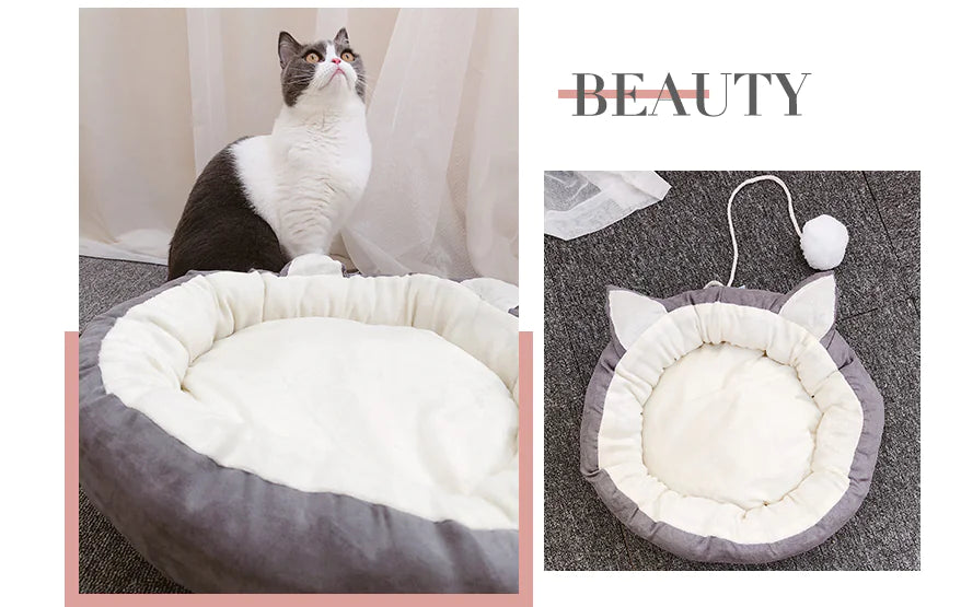 Pink Cat Ears Washable Cat Bed