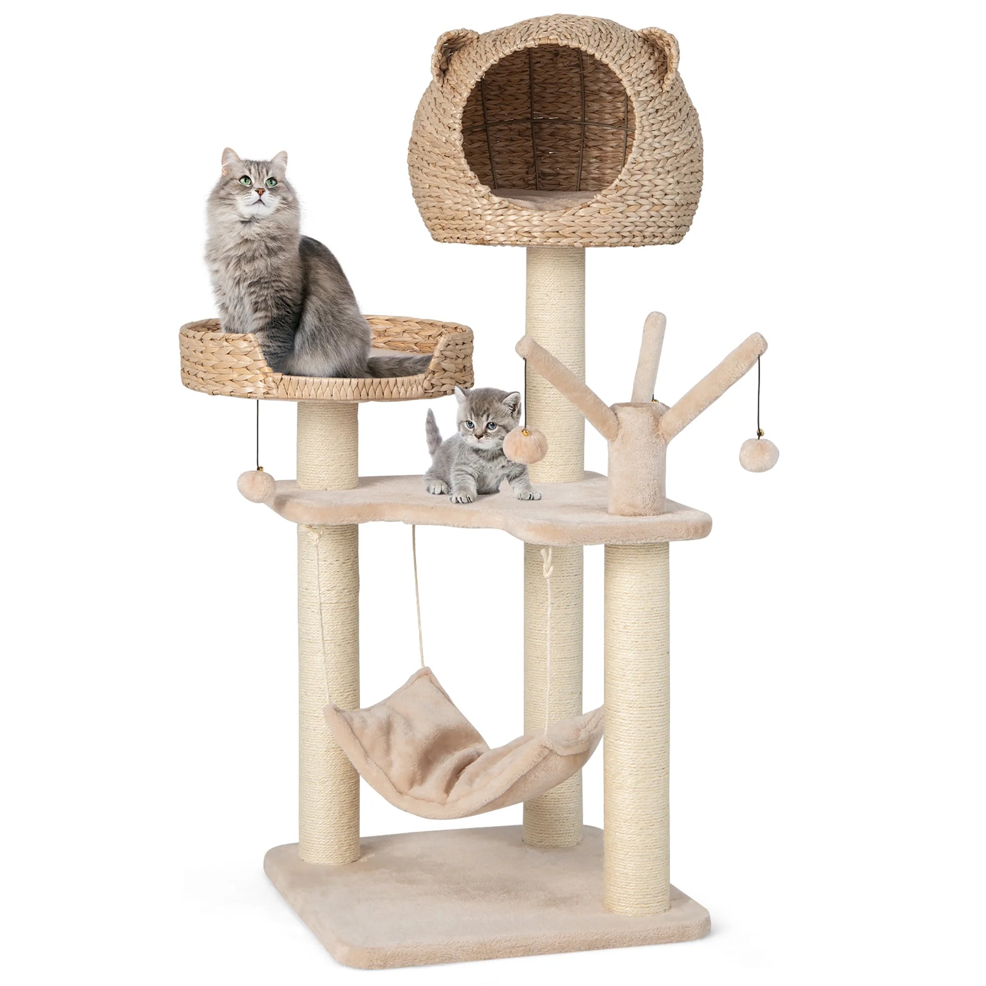48'' Tall Cat Tree Tower Multi-Level Play Activity Center Withcondo Hammock Cushion