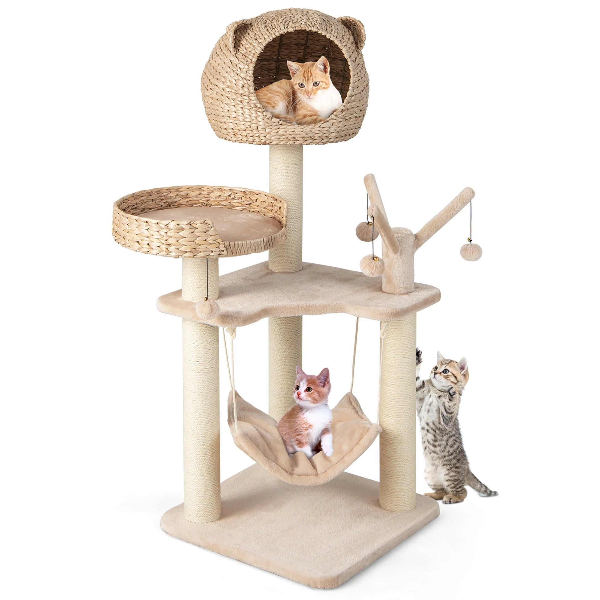 48'' Tall Cat Tree Tower Multi-Level Play Activity Center Withcondo Hammock Cushion