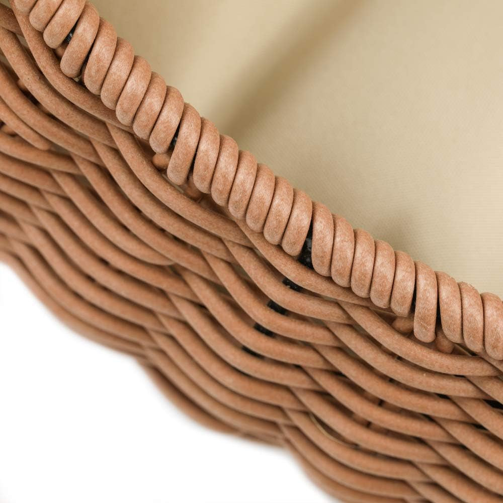 Hand Made Rattan round Bed with Soft Cushion for Cats or Small Dogs, Wicker Basket Pet House