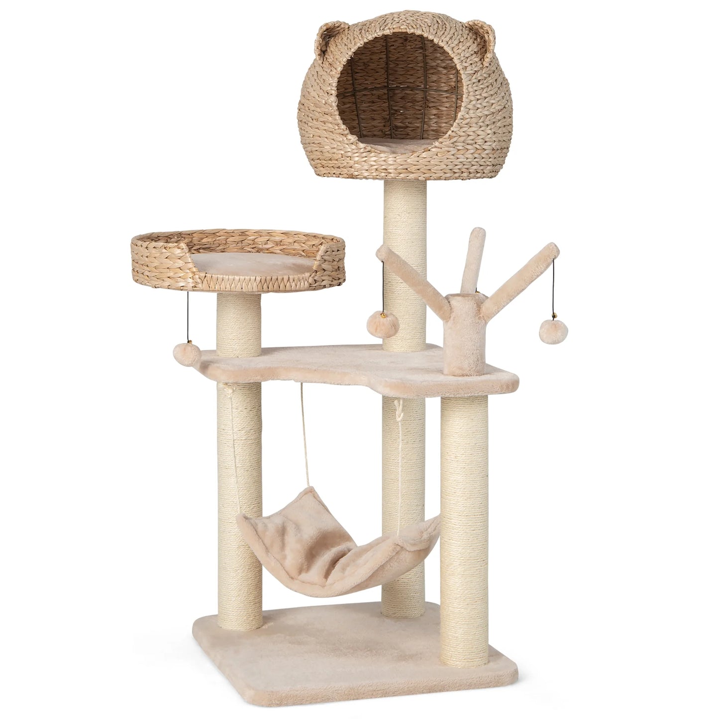 48'' Tall Cat Tree Tower Multi-Level Play Activity Center Withcondo Hammock Cushion