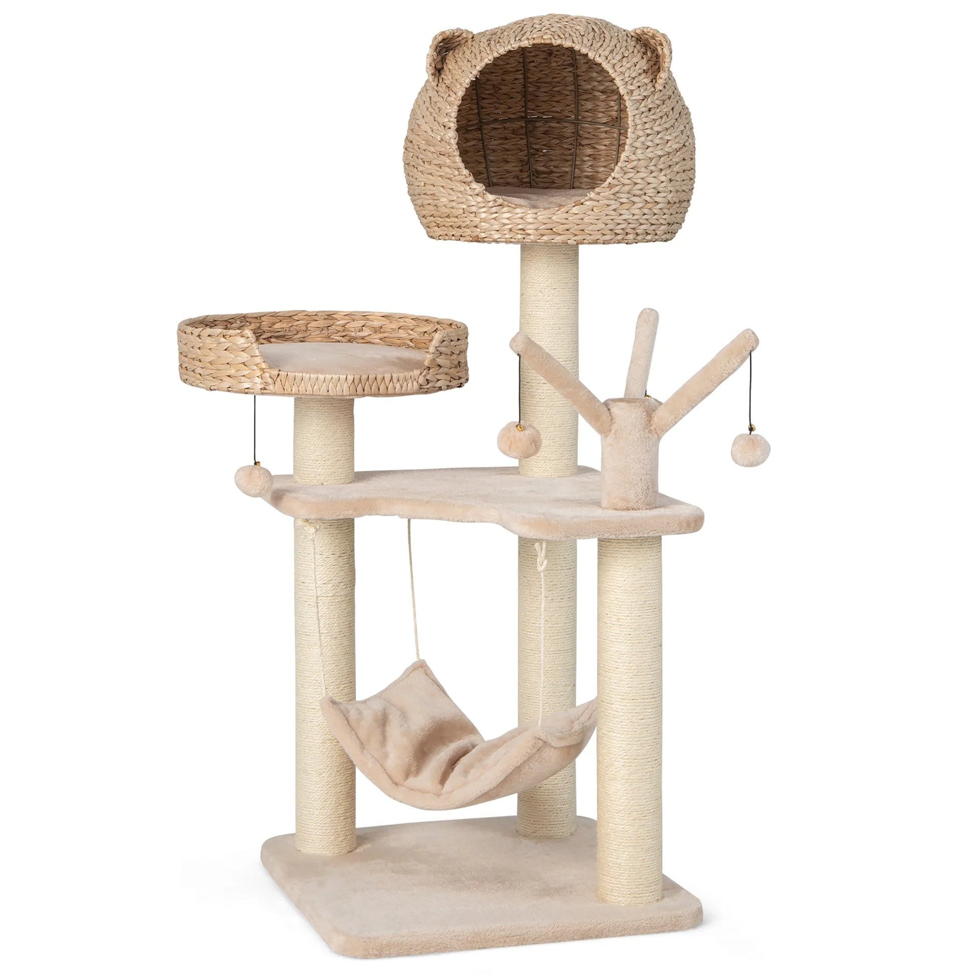 48'' Tall Cat Tree Tower Multi-Level Play Activity Center Withcondo Hammock Cushion