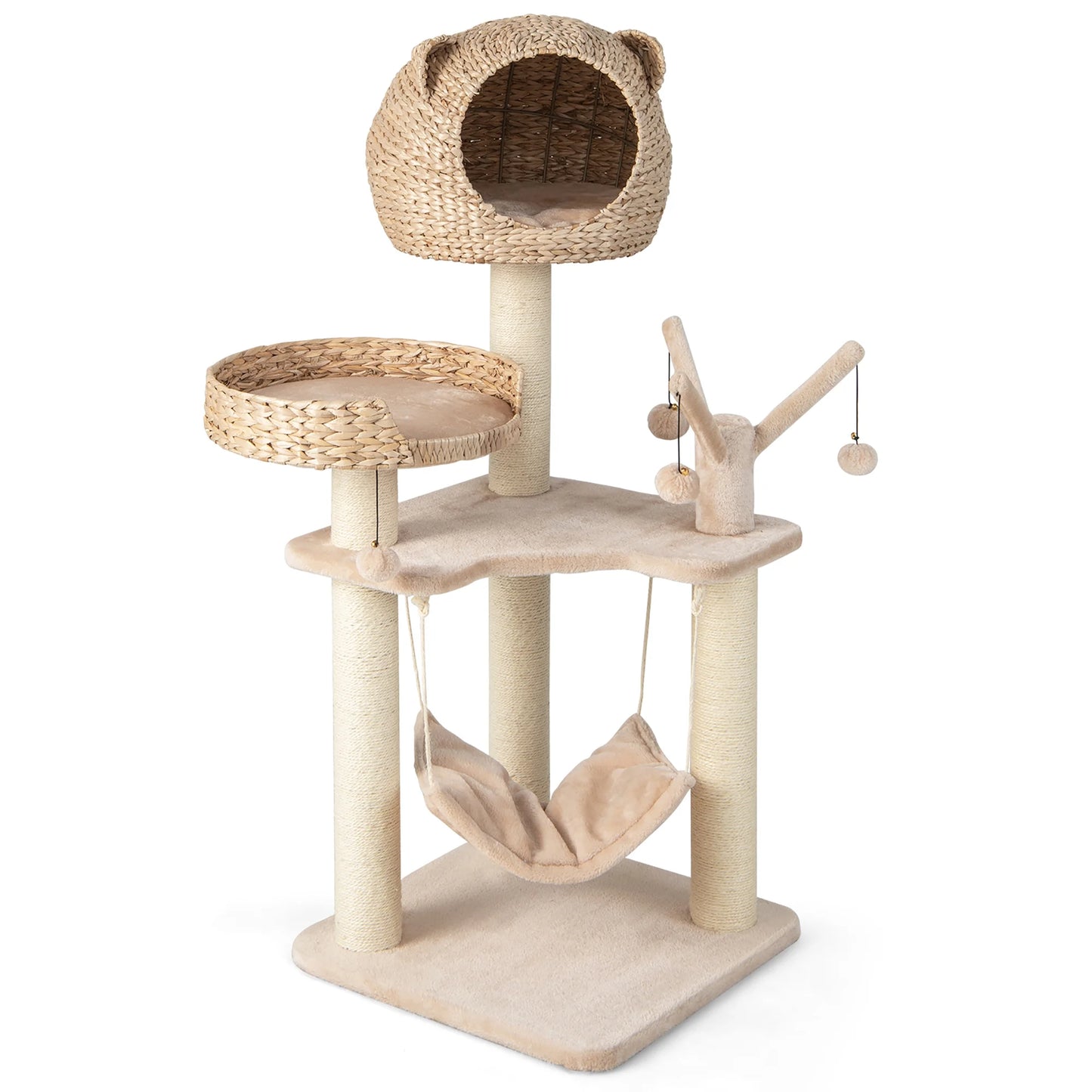 48'' Tall Cat Tree Tower Multi-Level Play Activity Center Withcondo Hammock Cushion